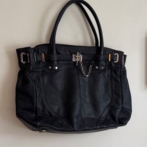 Rachel Zoe Elegant Black Leather Tote Bag